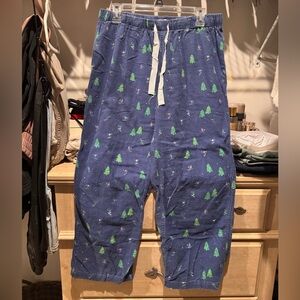 J. Crew Blue Pajama Pants with Green Tree Print